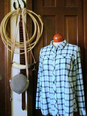 WESTERN SHIRT, M, EDDIE BAUER, NWOT, LONG SLEEVE COTTON BUTTON FRONT, POCKETS